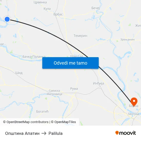 Општина Апатин to Palilula map
