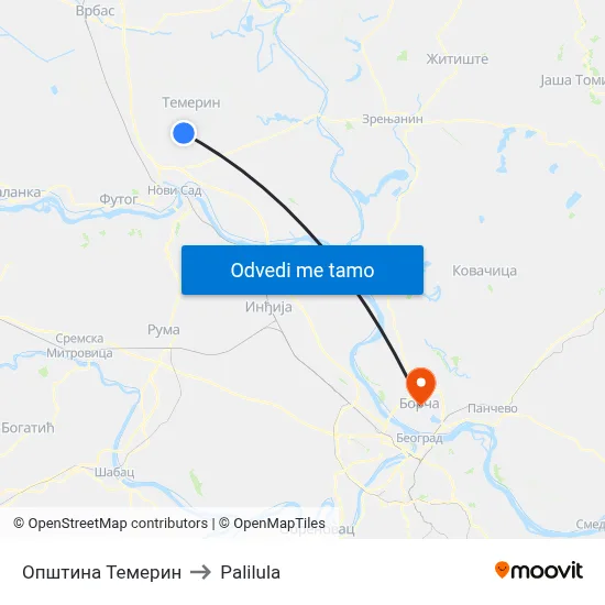 Општина Темерин to Palilula map