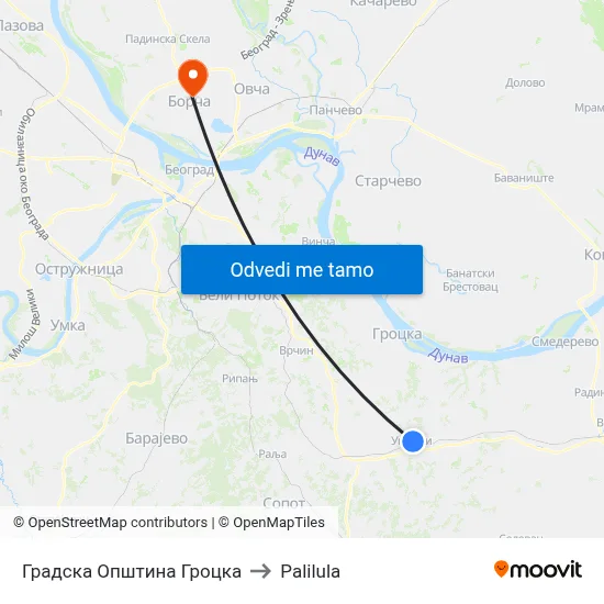 Градска Општина Гроцка to Palilula map