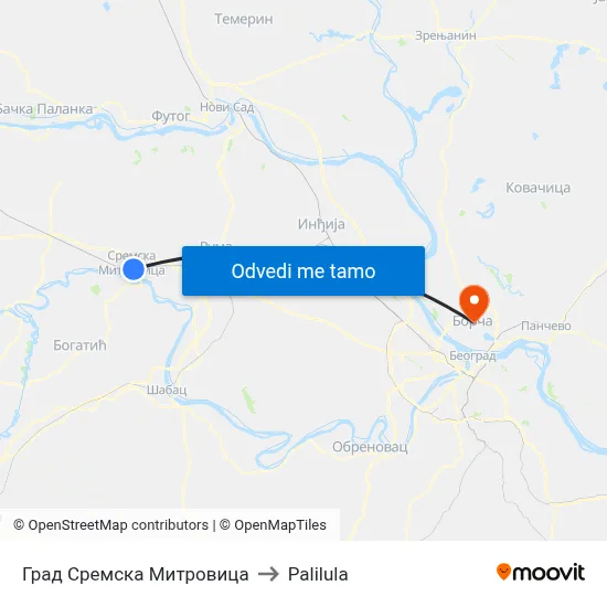 Град Сремска Митровица to Palilula map