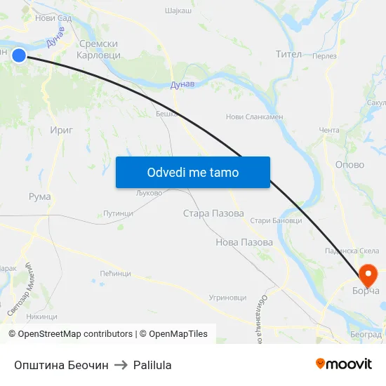 Општина Беочин to Palilula map