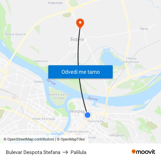 Bulevar Despota Stefana to Palilula map