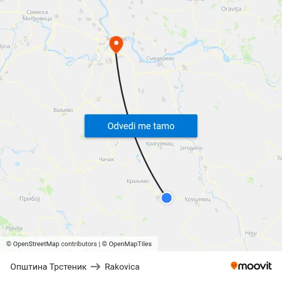 Општина Трстеник to Rakovica map