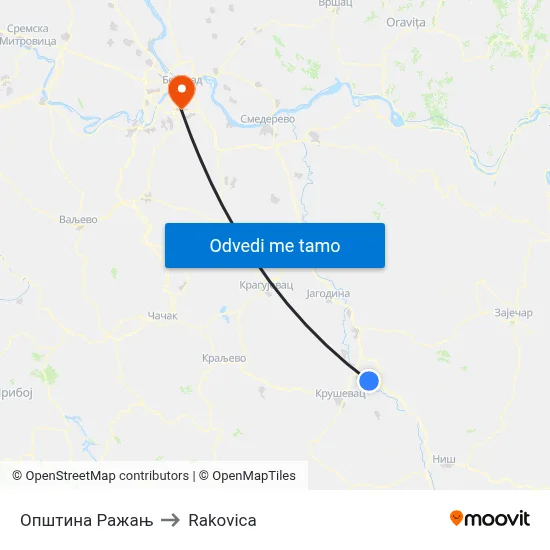 Општина Ражањ to Rakovica map