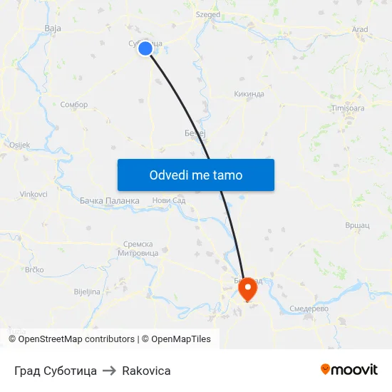 Град Суботица to Rakovica map