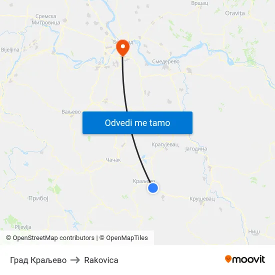 Град Краљево to Rakovica map