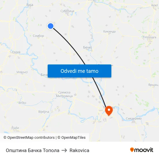 Општина Бачка Топола to Rakovica map