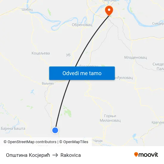 Општина Косјерић to Rakovica map
