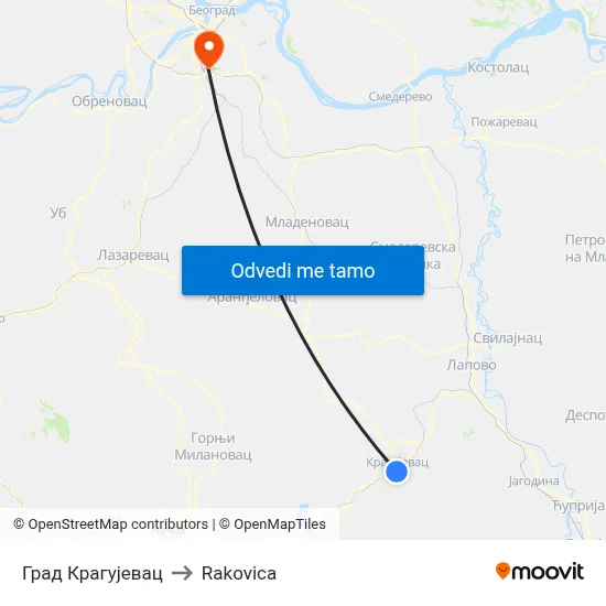Град Крагујевац to Rakovica map