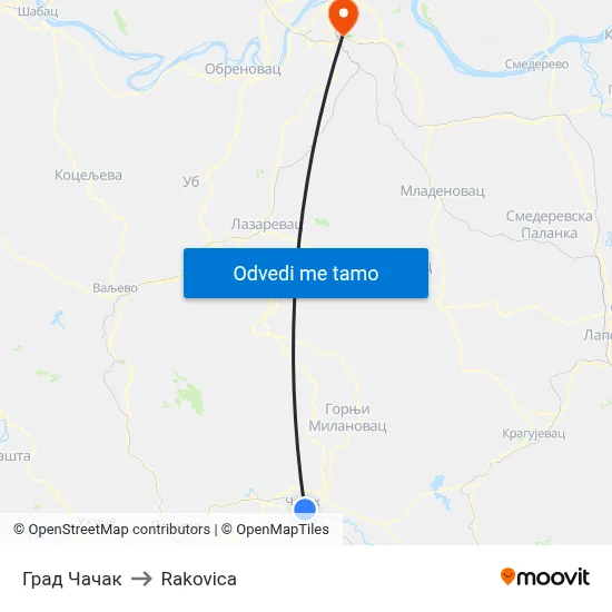 Град Чачак to Rakovica map