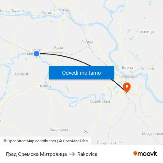 Град Сремска Митровица to Rakovica map