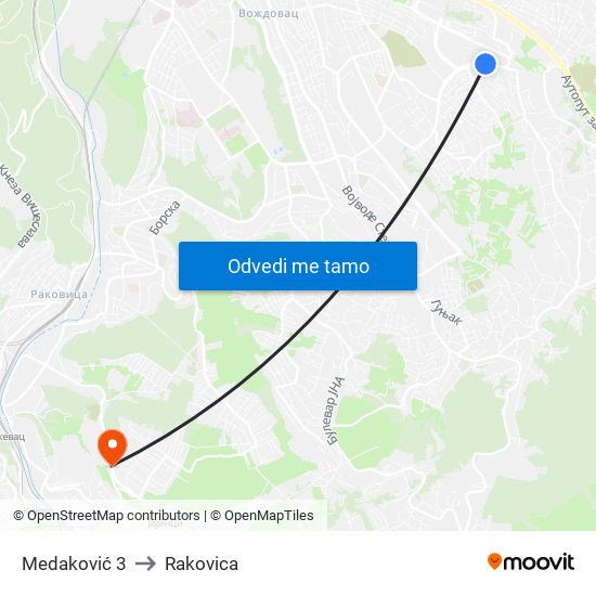 Medaković 3 to Rakovica map