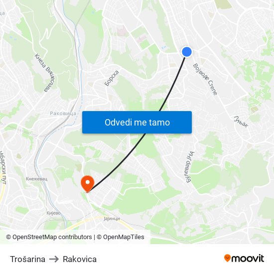 Trošarina to Rakovica map