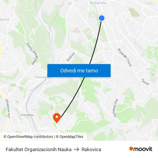 Fakultet Organizacionih Nauka to Rakovica map