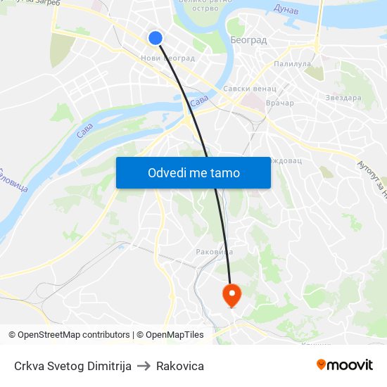 Crkva Svetog Dimitrija to Rakovica map