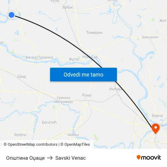 Општина Оџаци to Savski Venac map