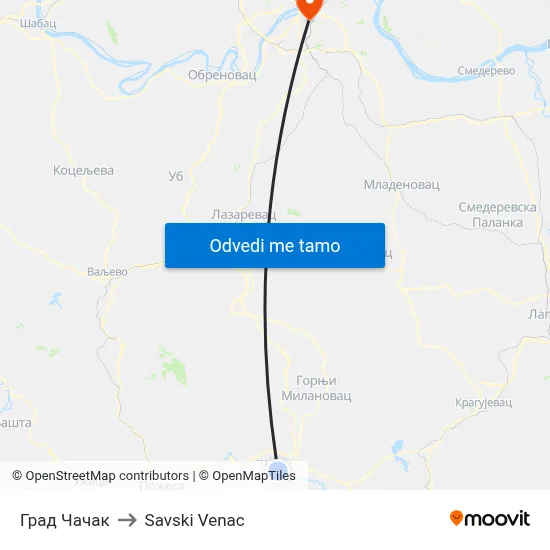 Град Чачак to Savski Venac map