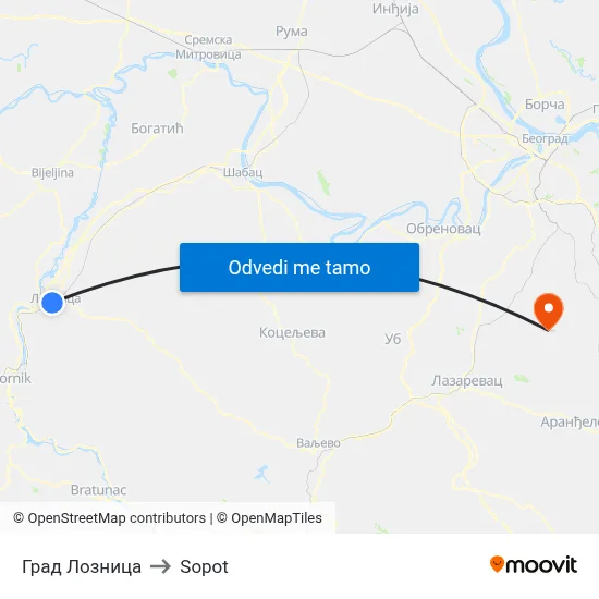 Град Лозница to Sopot map