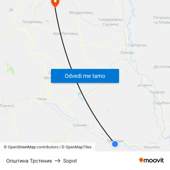 Општина Трстеник to Sopot map