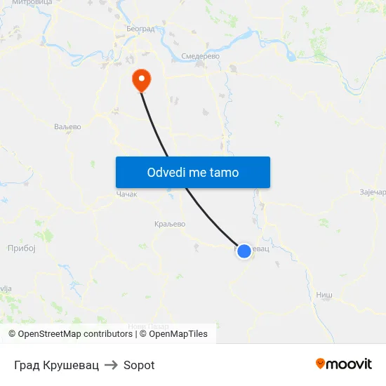 Град Крушевац to Sopot map