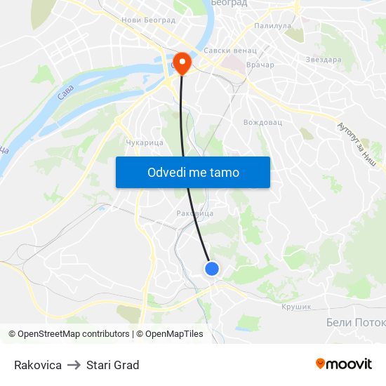 Rakovica to Stari Grad map