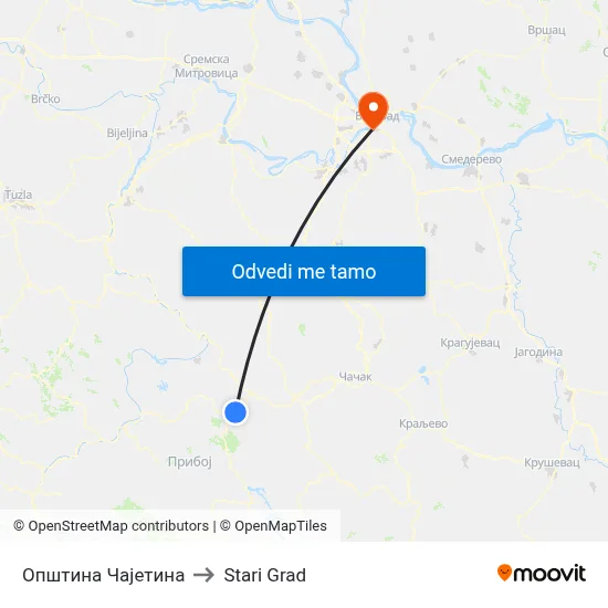 Општина Чајетина to Stari Grad map
