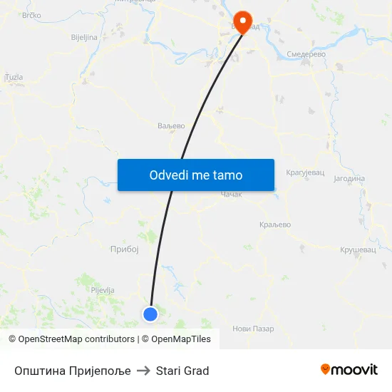 Општина Пријепоље to Stari Grad map