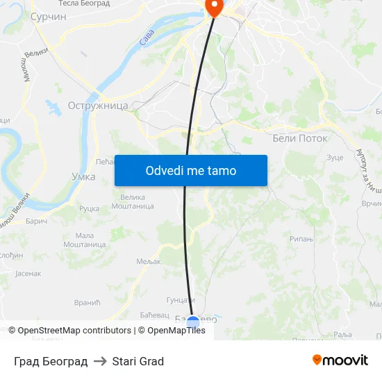 Град Београд to Stari Grad map