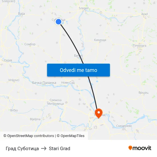 Град Суботица to Stari Grad map