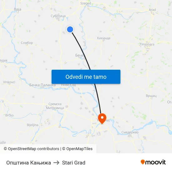 Општина Кањижа to Stari Grad map