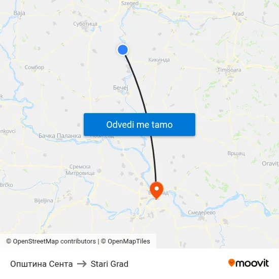 Општина Сента to Stari Grad map