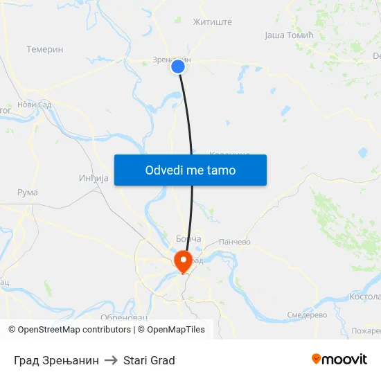 Град Зрењанин to Stari Grad map