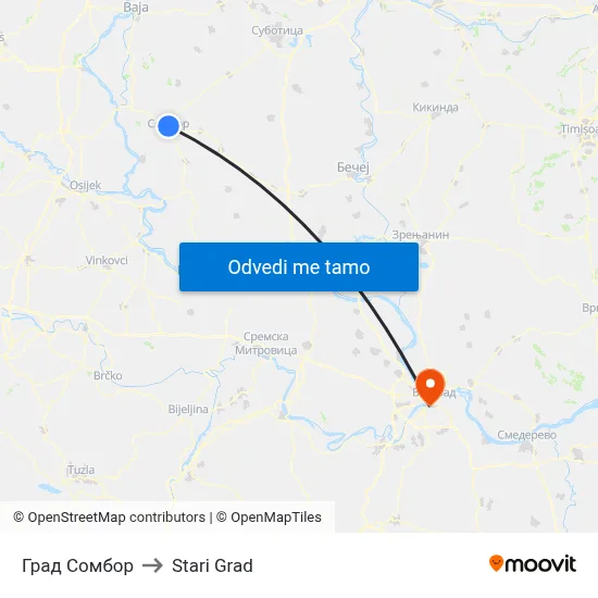 Град Сомбор to Stari Grad map