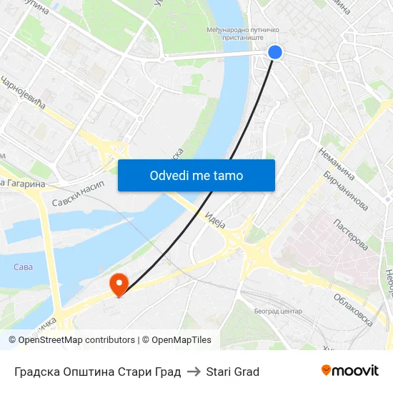 Градска Општина Стари Град to Stari Grad map