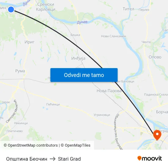 Општина Беочин to Stari Grad map