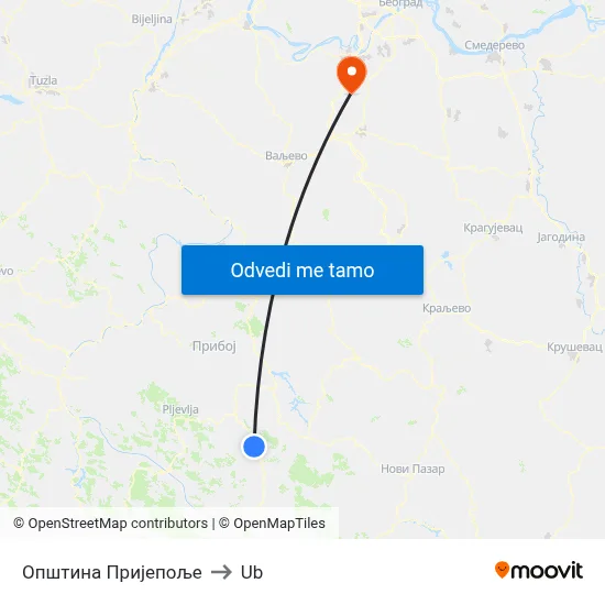 Општина Пријепоље to Ub map