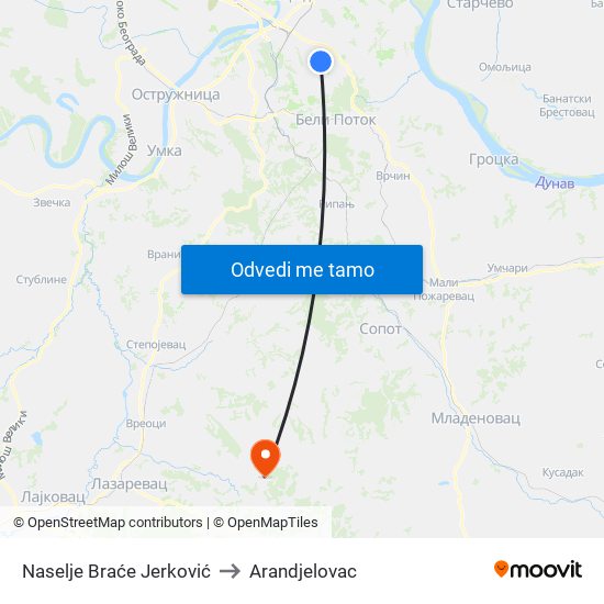 Naselje Braće Jerković to Arandjelovac map