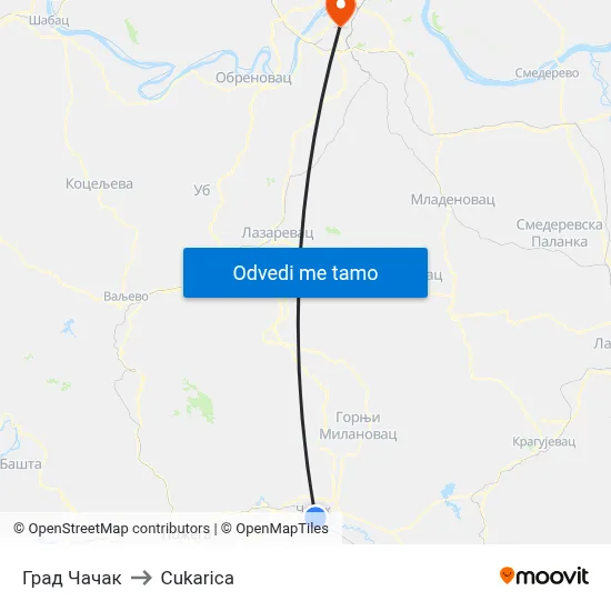 Град Чачак to Cukarica map
