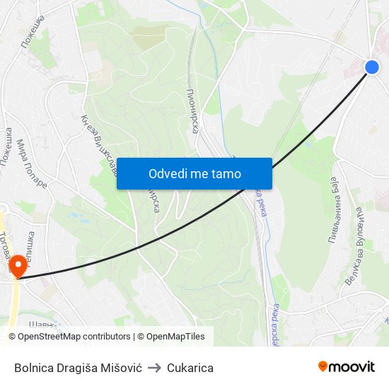 Bolnica Dragiša Mišović to Cukarica map