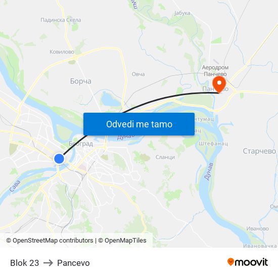 Blok 23 to Pancevo map