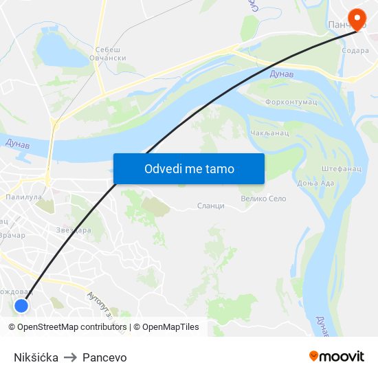 Nikšićka to Pancevo map