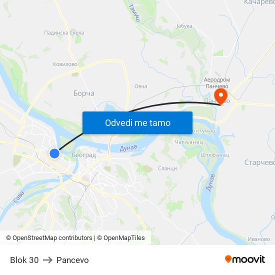 Blok 30 to Pancevo map