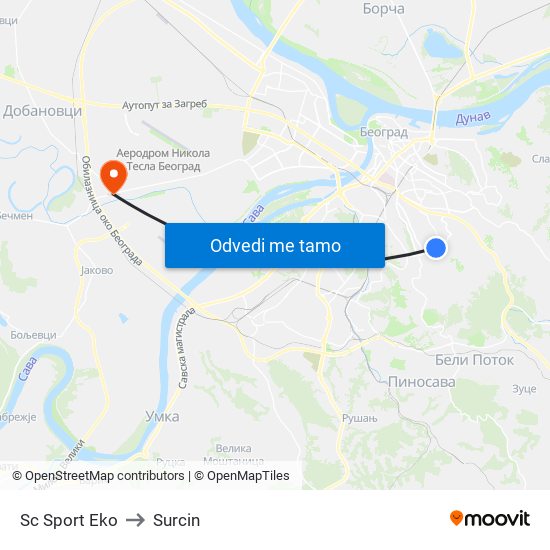 Sc Sport Eko to Surcin map