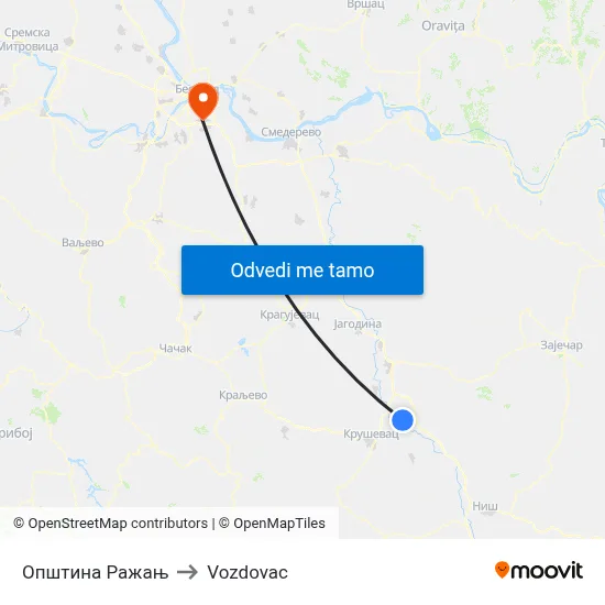 Општина Ражањ to Vozdovac map