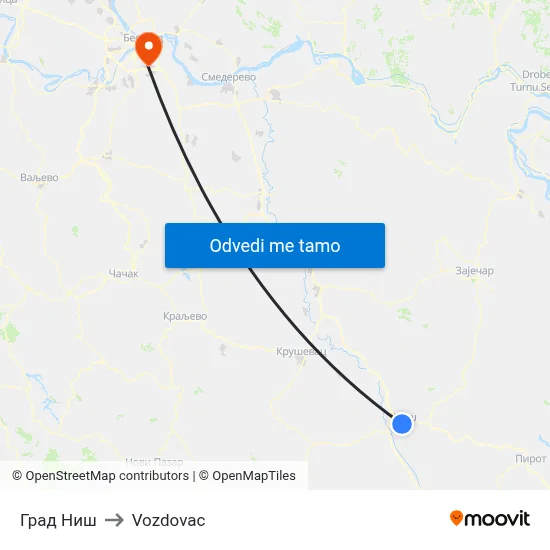 Град Ниш to Vozdovac map