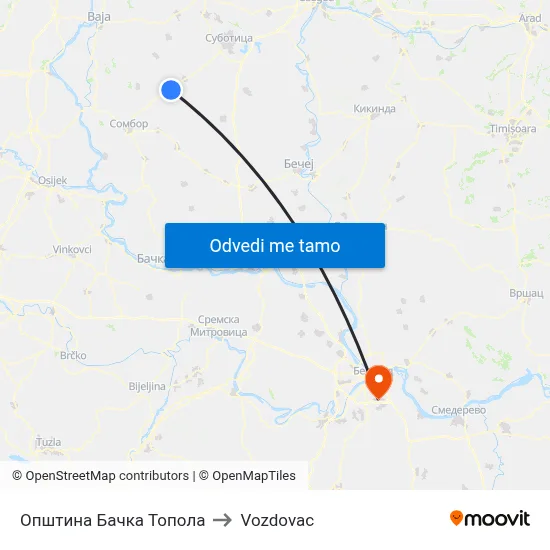 Општина Бачка Топола to Vozdovac map