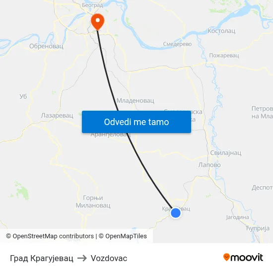 Град Крагујевац to Vozdovac map