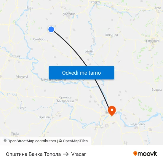 Општина Бачка Топола to Vracar map