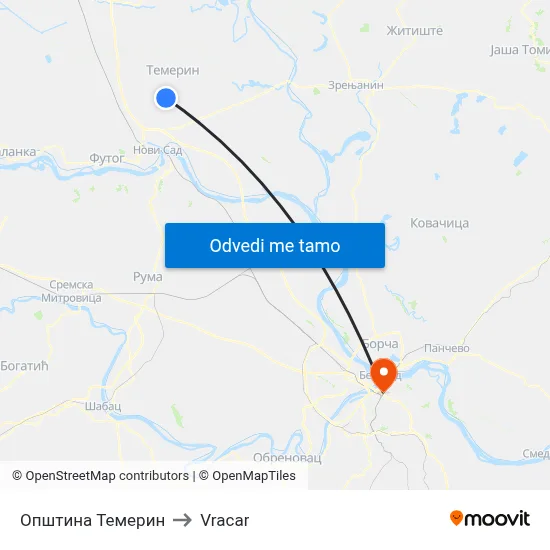 Општина Темерин to Vracar map