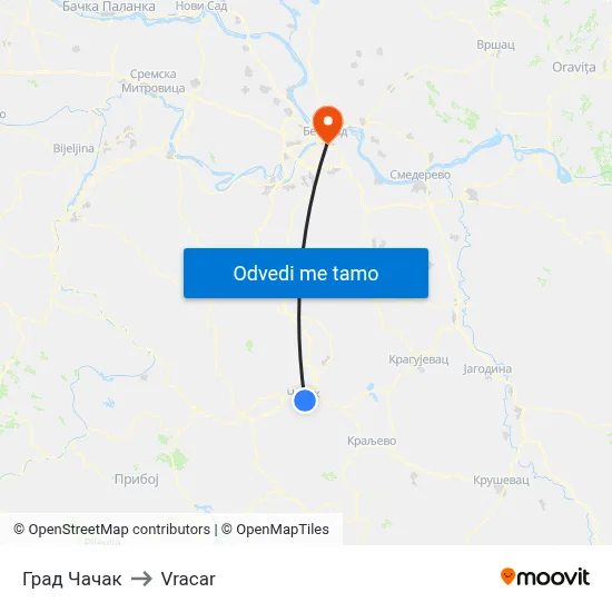 Град Чачак to Vracar map